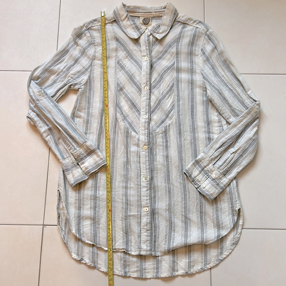 Lilka by Anthropologie Striped Cotton Shirt XS